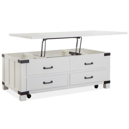 Lift Top Storage Cocktail Table w/Casters