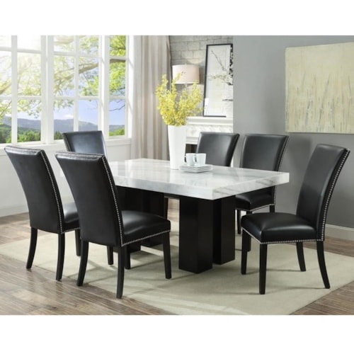 7 Piece Dining Set with Marble Table Top