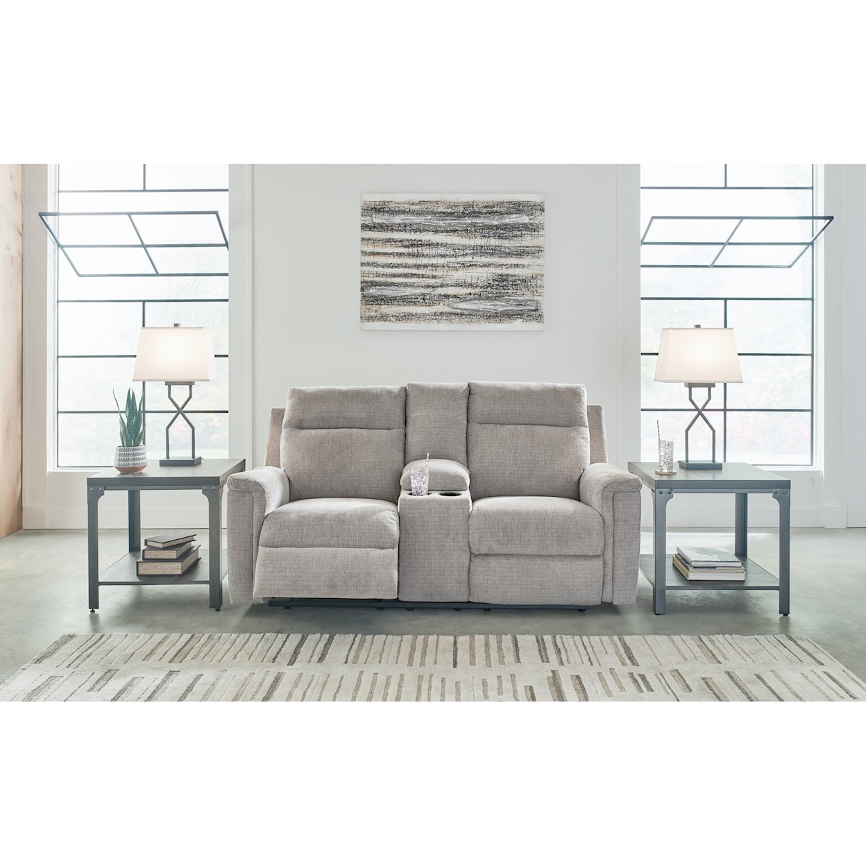 Signature Design by Ashley Furniture Barnsana DBL REC PWR Loveseat w/Console