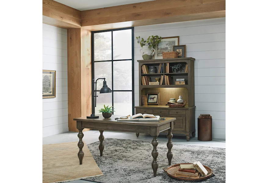 Americana Farmhouse 3 Piece Desk & Hutch Set by Liberty Furniture at Gill Brothers Furniture