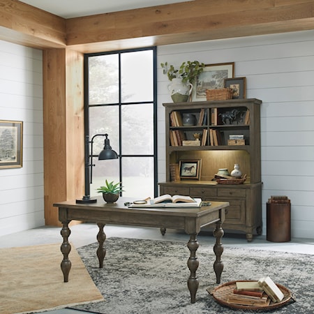 3-Piece Transitional Home Office Set with Built-in Lighting