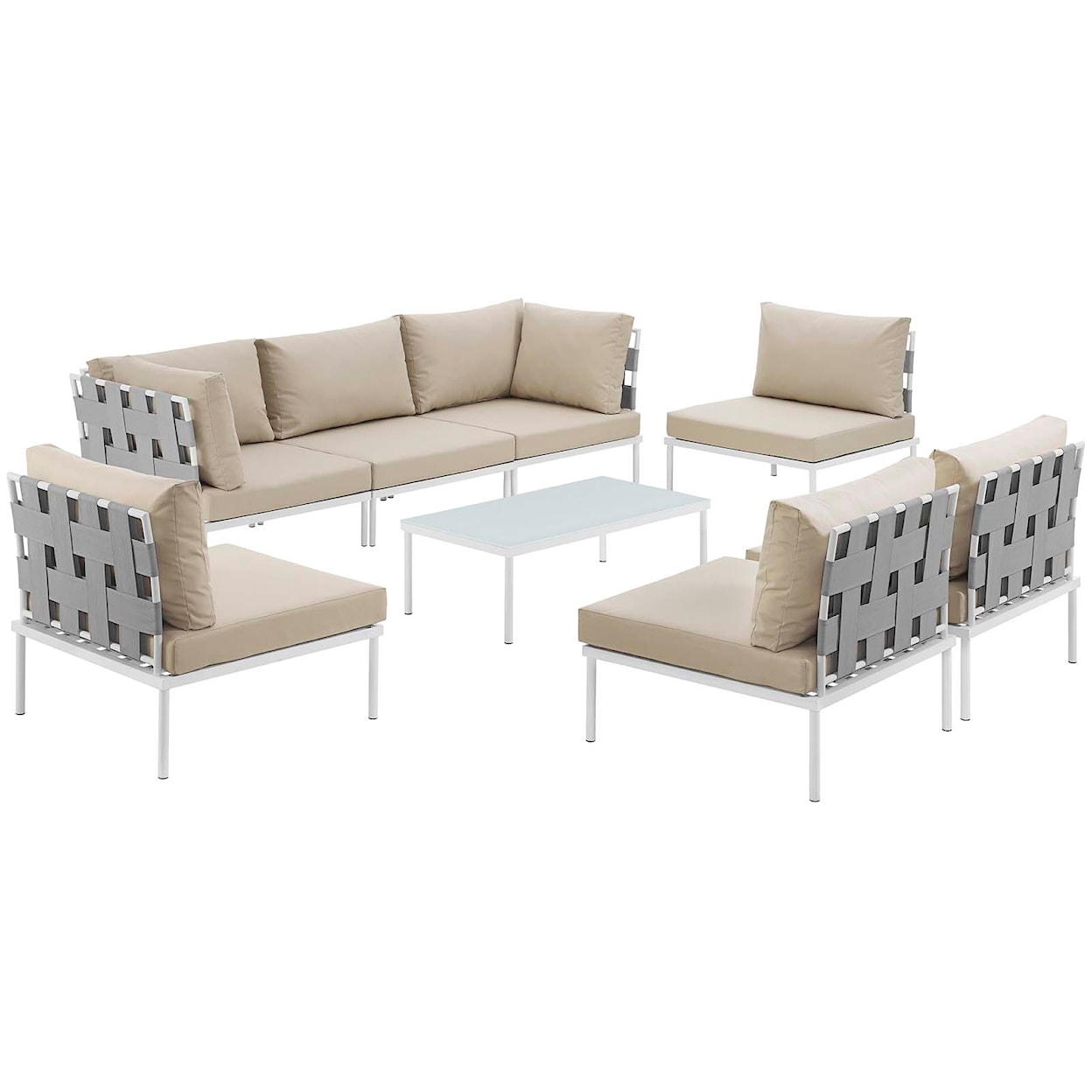 Modway Harmony Outdoor 8 Piece Sectional Sofa Set