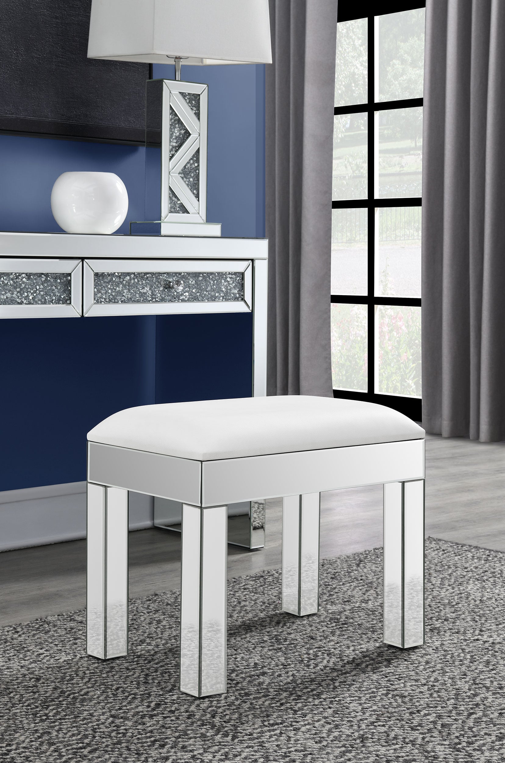 Roxie Vanity Stool and Mirror