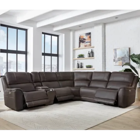 6-pc. Leather Power Reclining Sectional
