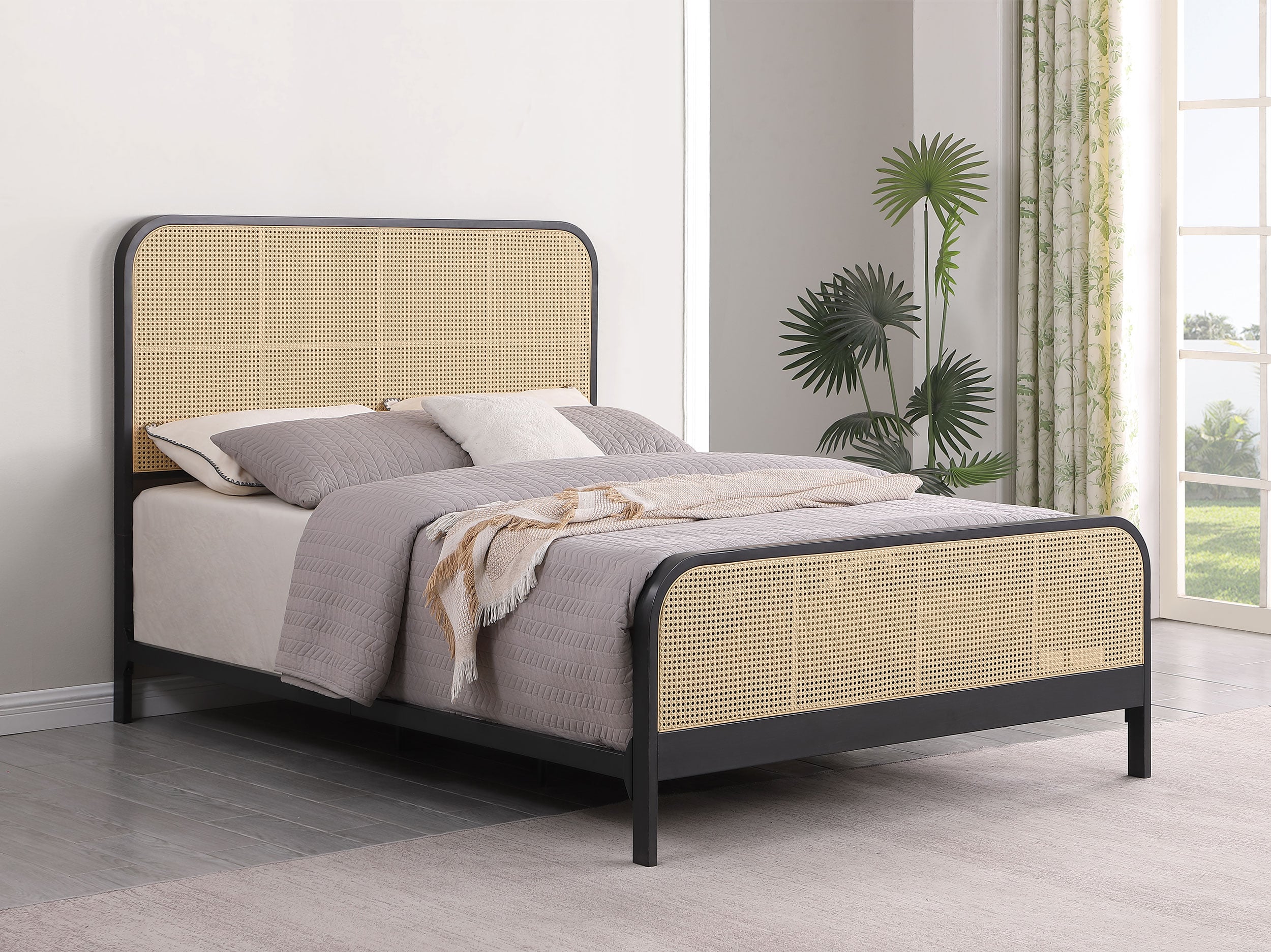 Lanewood Open Cane Webbing Queen Bed