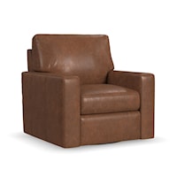 Casual Leather Swivel Chair with Track Arm