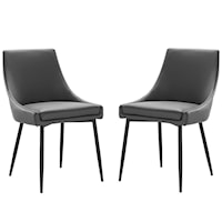 Viscount Vegan Leather Dining Side Chair - Black/Gray - Set of 2