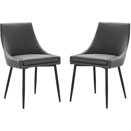 Viscount Vegan Leather Dining Side Chair - Black/Gray - Set of 2