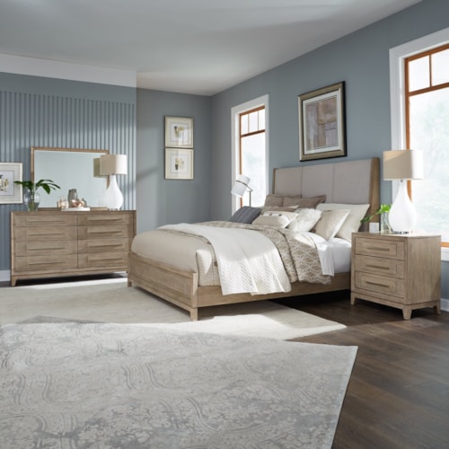Contemporary 4-Piece Queen Upholstered Bedroom Set with Nightstand