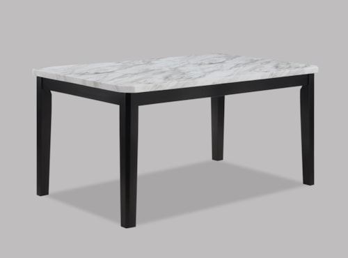 Transitional Dining Table with Faux Marble Top