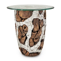 Global Round End Table with Glass Top