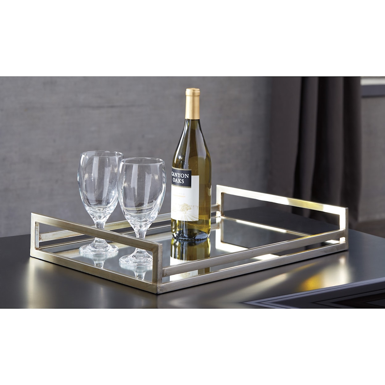 Ashley Furniture Signature Design Accents Derex Silver Finish Tray