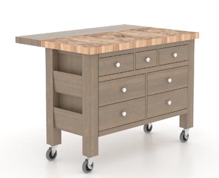 Transitional Customizable Kitchen Island with Wheels and Drop Leaf