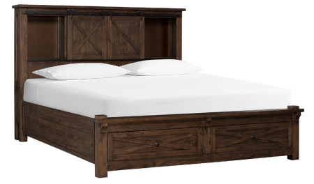 Rustic King Storage Bed with Footboard Drawers