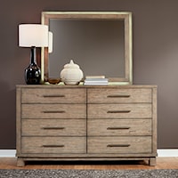 Contemporary Dresser Mirror Set with LED Lights 