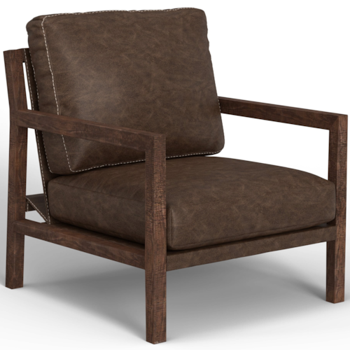 Contemporary Upholstered Armchair with Exposed Wooden Frame