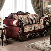 Traditional Loveseat with Wood Trim