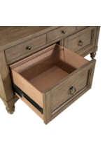 Liberty Furniture Americana Farmhouse Transitional Credenza & Hutch Set with Built-in Lighting