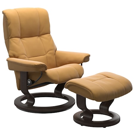 Medium Reclining Chair & Ottoman with Classic Base