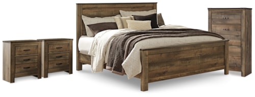 King Panel Bed, Chest And 2 Nightstands