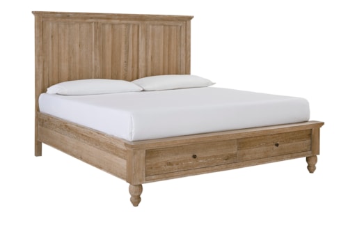 Transitional Queen Storage Panel Bed with Headboard USB Charging Ports