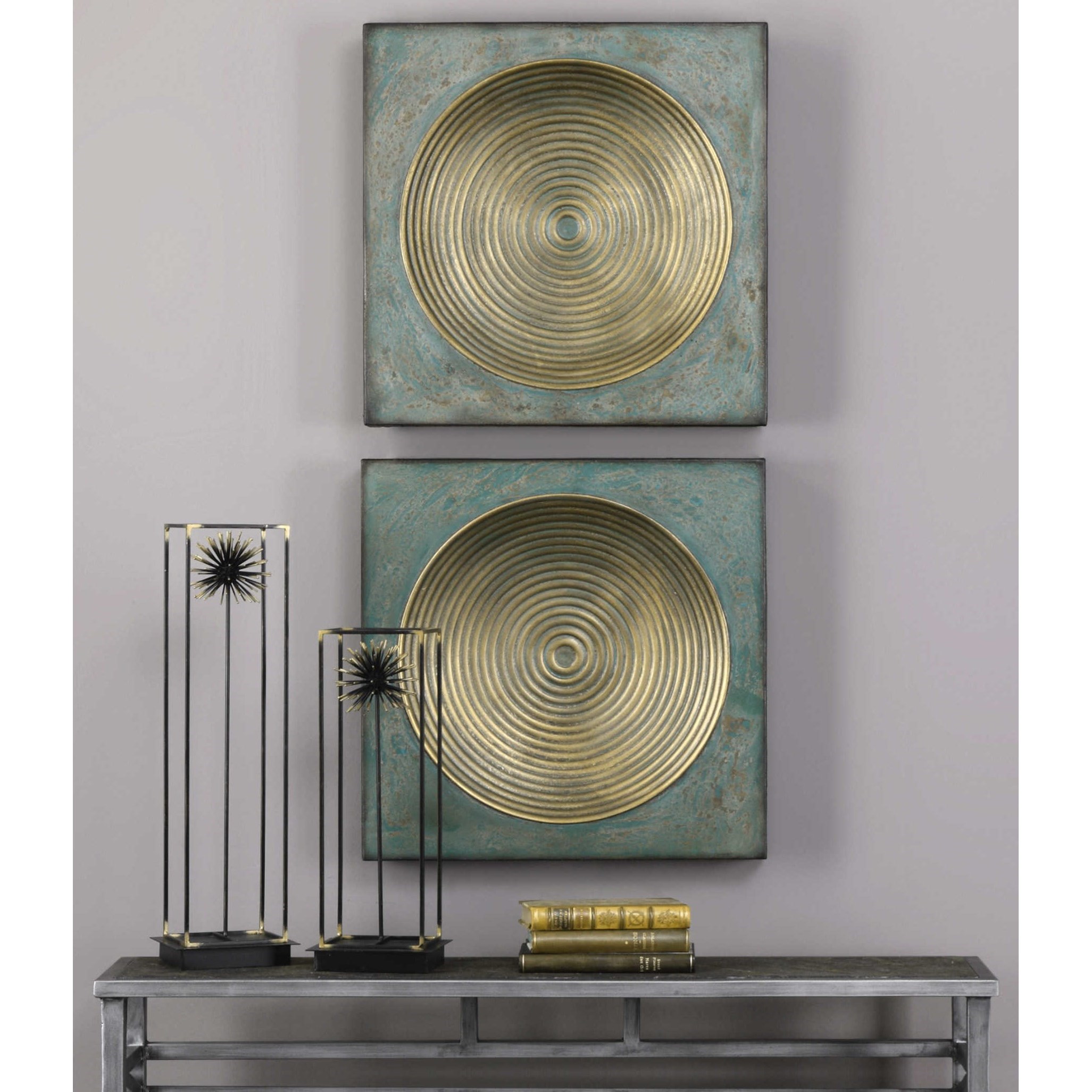 Uttermost Alternative Wall Decor Sybil Antique Gold Squares Set of 2