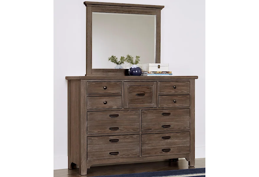 Bungalow Master Dresser and Master Landscape Mirror by Laurel Mercantile Co. at Johnny Janosik