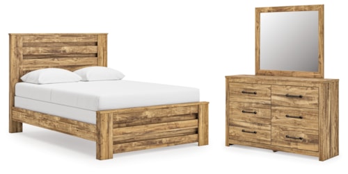 Queen Panel Bed, Dresser And Mirror