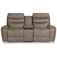 Casual Reclining Loveseat with Center Console