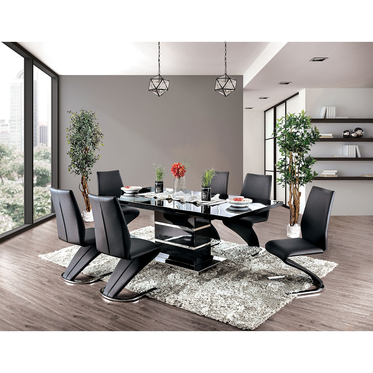 Furniture of America Midvale 7-Piece Dining Table Set