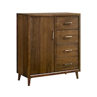 Mid-Century Modern 4-Drawer Bedroom Chest with Door