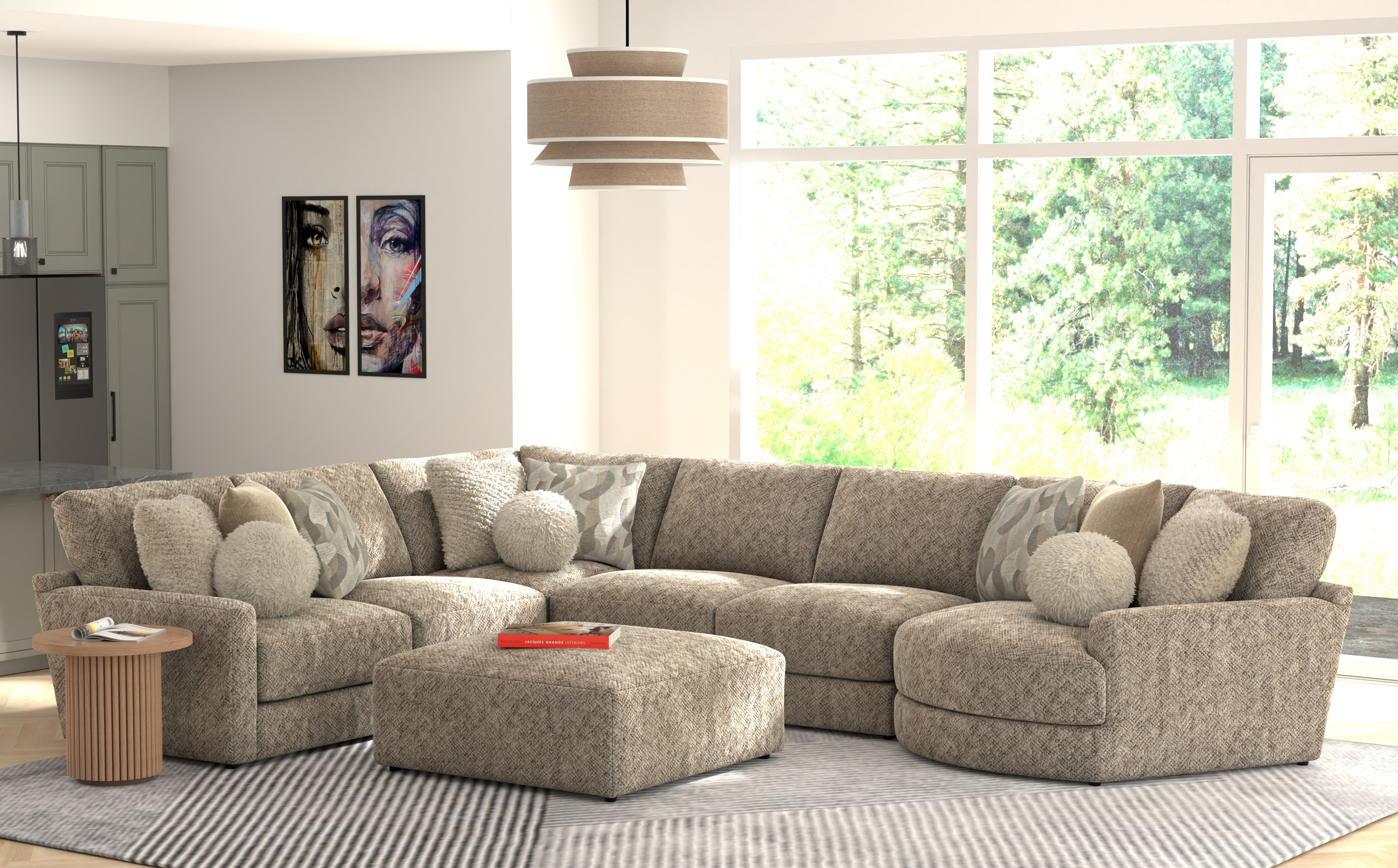 Jackson Furniture Turner 6-Piece Sectional Sofa with Cocktail Ottoman