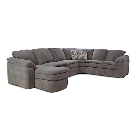Casual 5-Piece Upholstered Sectional Sofa with Pillow Arms