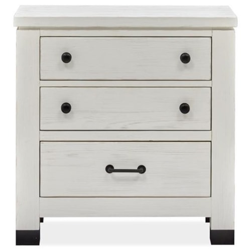 Industrial Farmhouse 3-Drawer Nightstand with USB Port