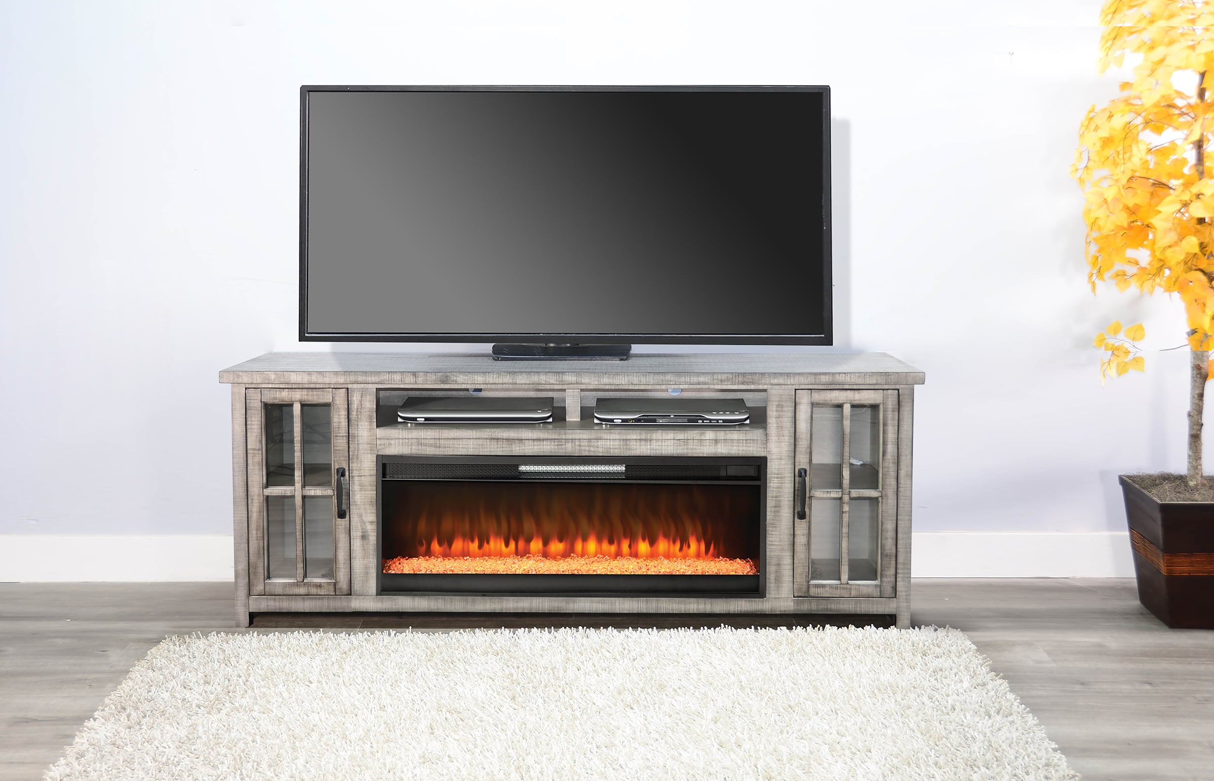 Media Console with Fireplace Insert