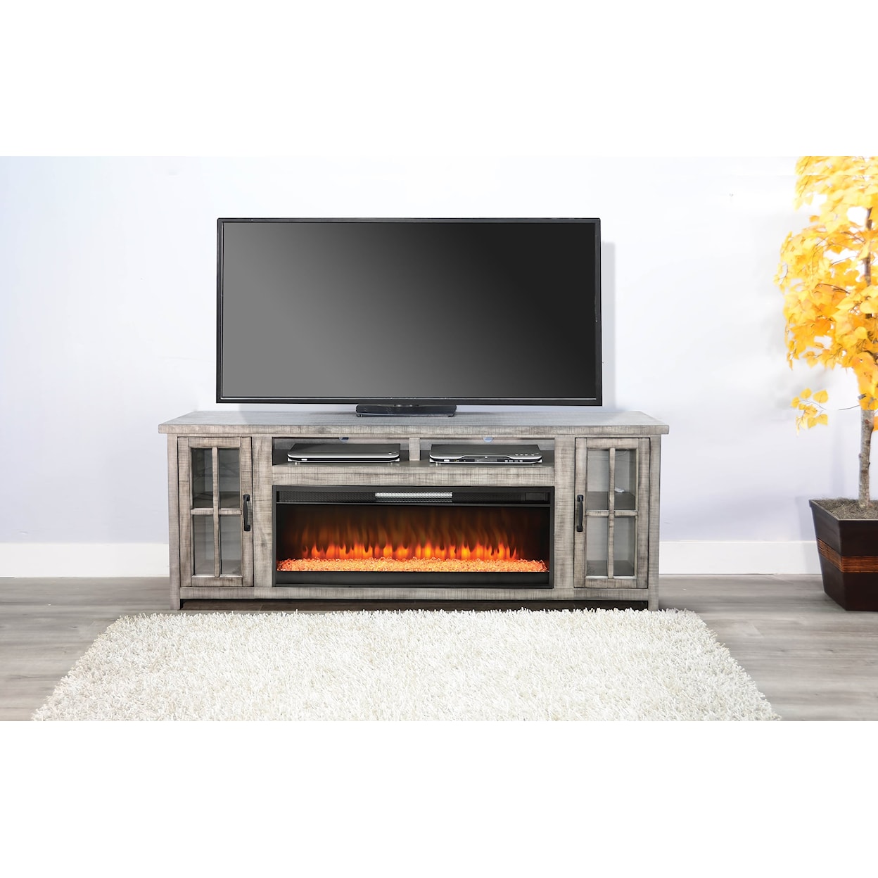 Sunny Designs Alpine Media Console with Fireplace Insert