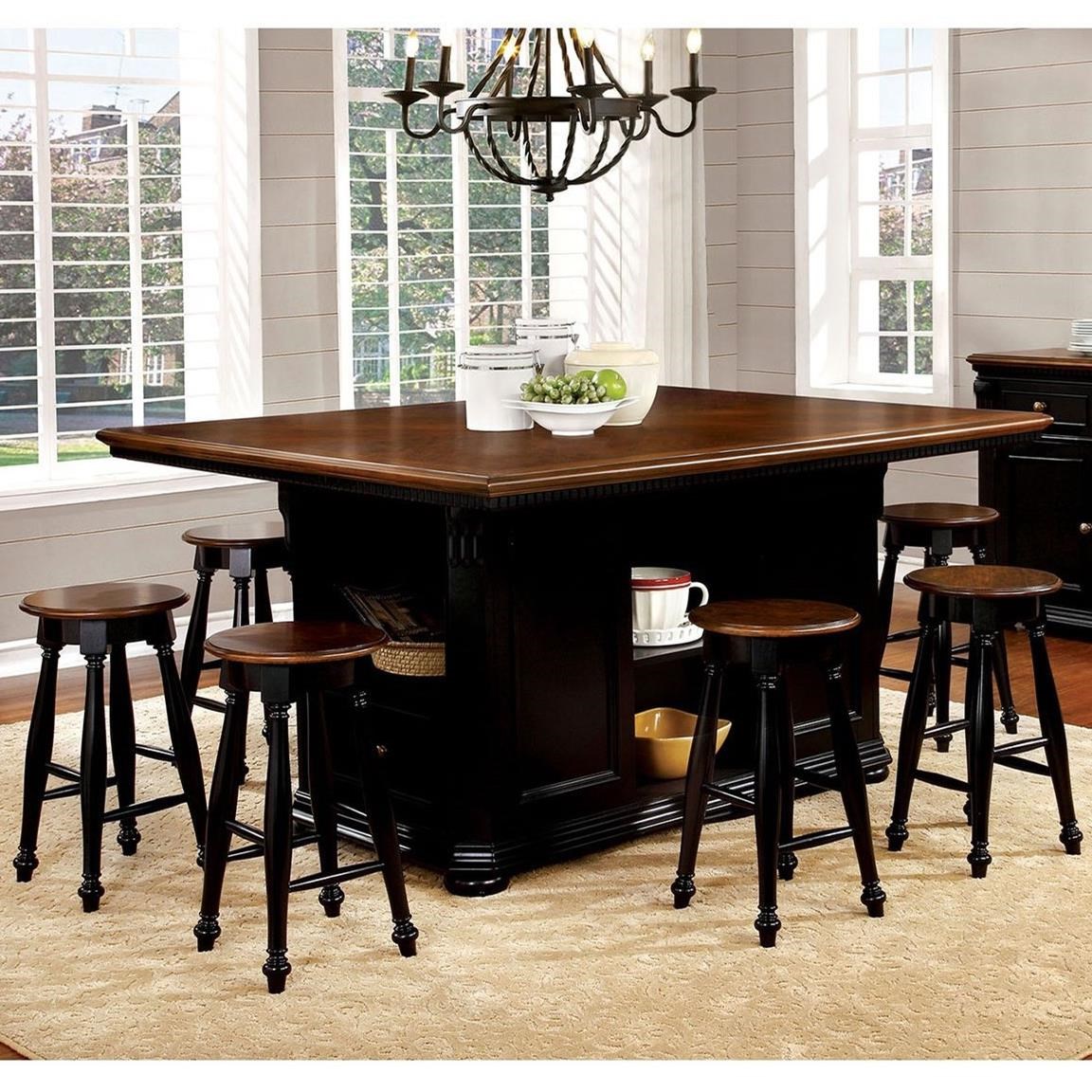 7 piece counter height dining set with storage