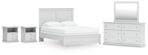 Queen Panel Bed, Dresser, Mirror And 2 Nightstands