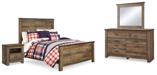 Full Panel Bed, Dresser, Mirror And Nightstand
