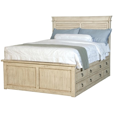 Farmhouse Queen Captains Bed with Side Storage