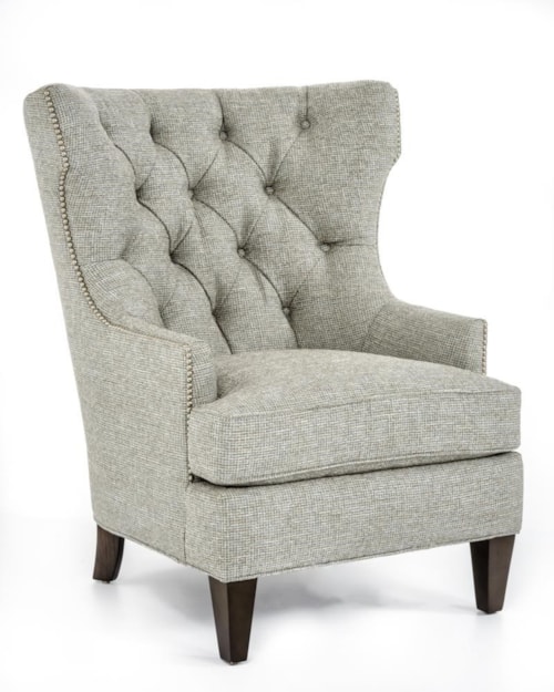 Transitional Upholstered Wing Chair with Tufted Back