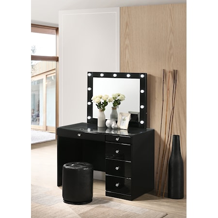 Vanity Desk with Stool and Mirror