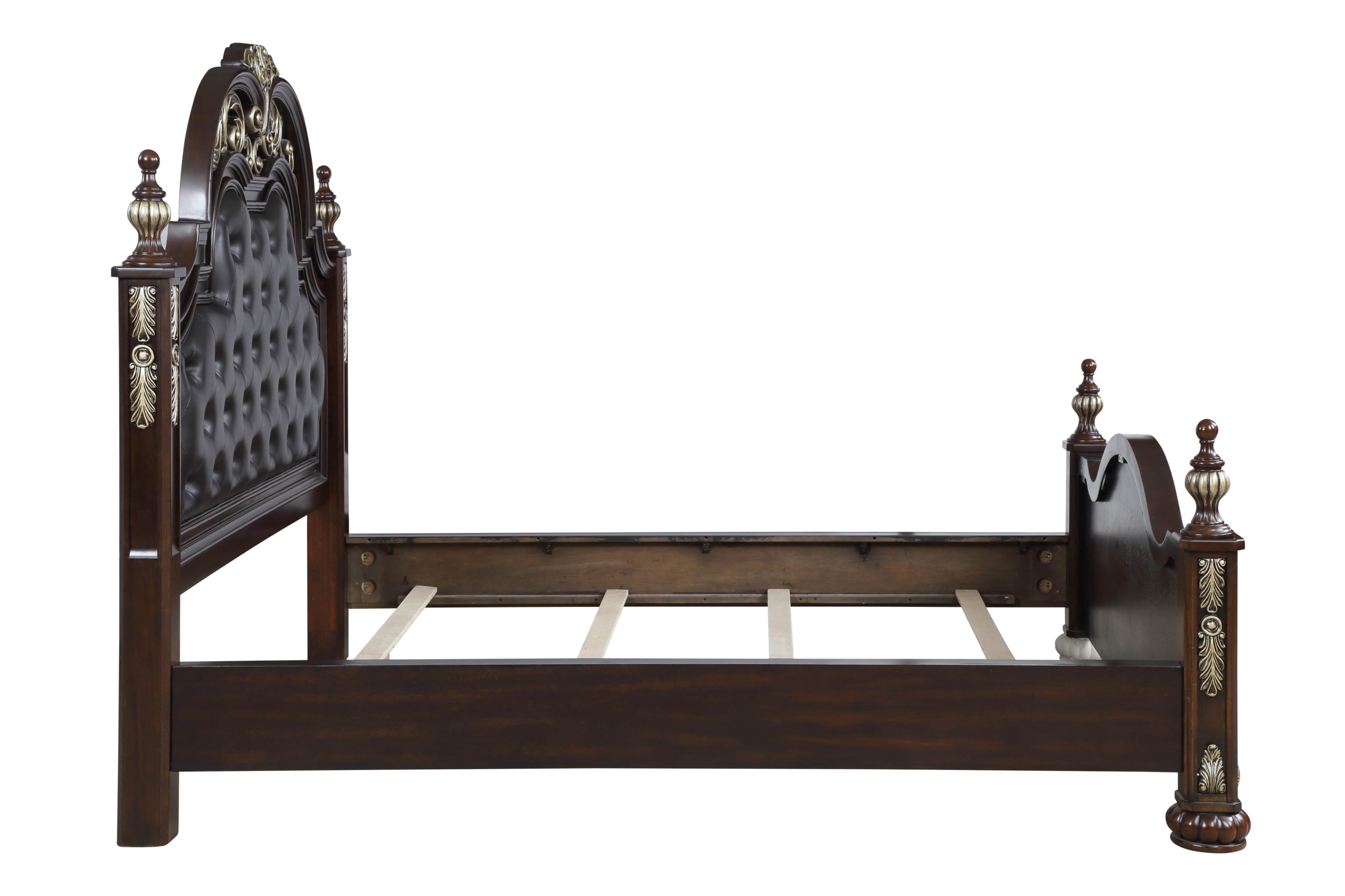 New Classic Maximus Queen Poster Bed with Upholstered Headboard