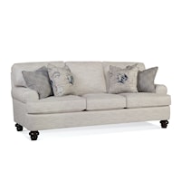 Transitional 3-Cushion Stationary Sofa with Turned Legs