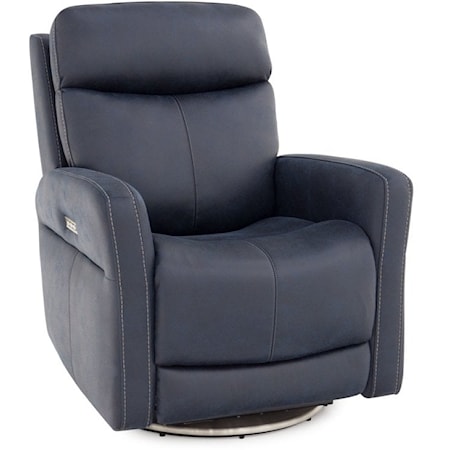 Transitional Swivel Recliner with Power Headrest