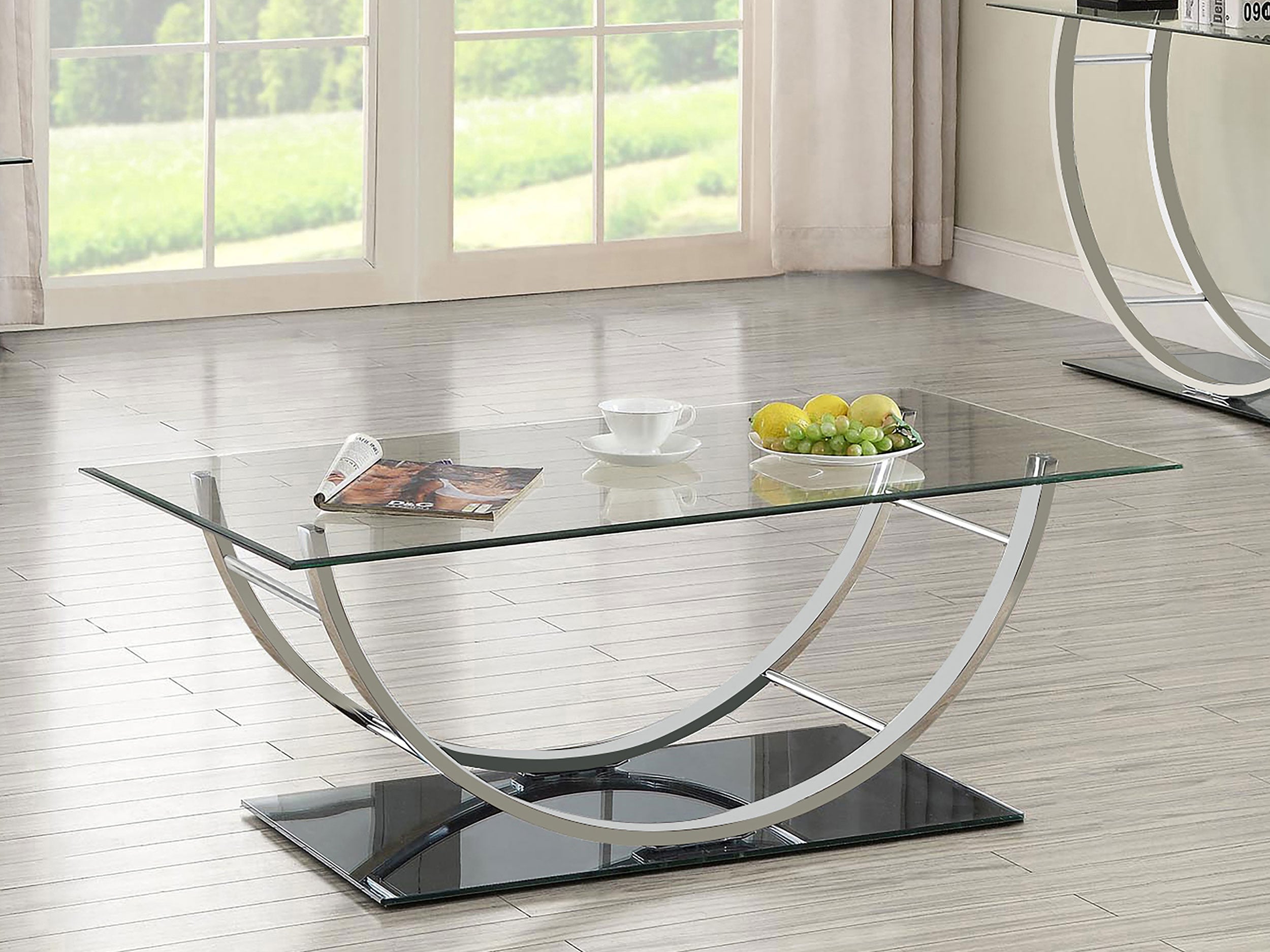 U-Shaped Glass Top Coffee Table