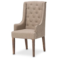 Rustic Upholstered Arm Chair with Button-Tufting