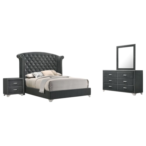 Melody 4-Piece California King Bedroom Set Grey