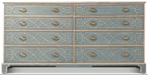 Transitional 8-Dresser Drawer with Lattice Detailing