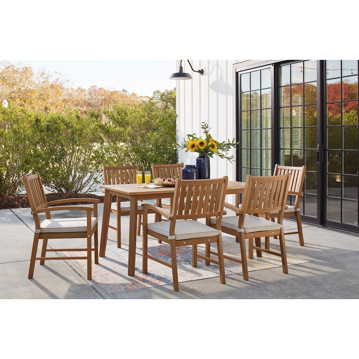 Signature Design by Ashley Janiyah Outdoor Dining Table w/ 6 Chairs